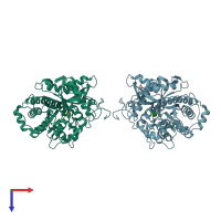 PDB entry 1uwr coloured by chain, top view.