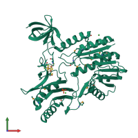 PDB entry 1uwv coloured by chain, front view.