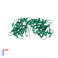 PDB entry 1uwv coloured by chain, top view.