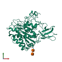 PDB entry 1uwy coloured by chain, front view.