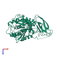 PDB entry 1uwy coloured by chain, top view.