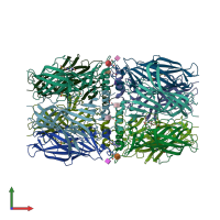 PDB entry 1ux2 coloured by chain, front view.