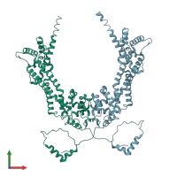 PDB entry 1ux4 coloured by chain, front view.