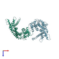 PDB entry 1ux4 coloured by chain, top view.