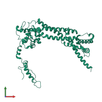 PDB entry 1ux5 coloured by chain, front view.