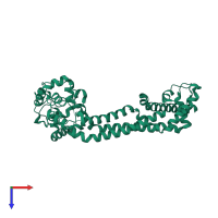 PDB entry 1ux5 coloured by chain, top view.