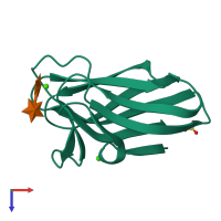 PDB entry 1ux7 coloured by chain, top view.