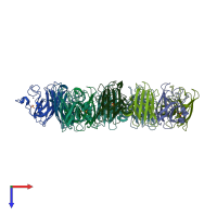 PDB entry 1uxl coloured by chain, top view.