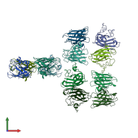 PDB entry 1uxm coloured by chain, front view.