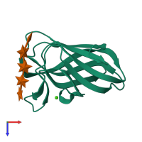 PDB entry 1uxx coloured by chain, top view.