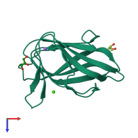 PDB entry 1uy1 coloured by chain, top view.