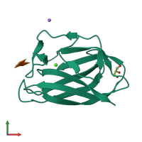 PDB entry 1uy2 coloured by chain, front view.