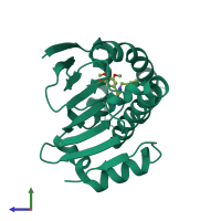 PDB entry 1uy6 coloured by chain, side view.