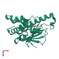 PDB entry 1uyc coloured by chain, top view.