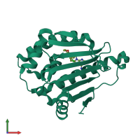 PDB entry 1uye coloured by chain, front view.