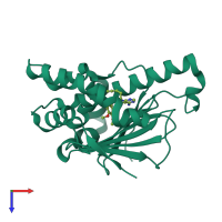 PDB entry 1uye coloured by chain, top view.