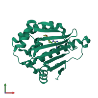 PDB entry 1uyf coloured by chain, front view.