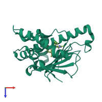 PDB entry 1uyi coloured by chain, top view.