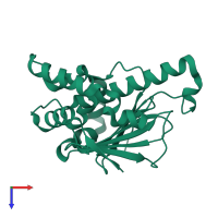 PDB entry 1uyl coloured by chain, top view.