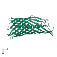 PDB entry 1uyo coloured by chain, top view.