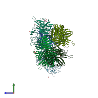 PDB entry 1uyp coloured by chain, side view.