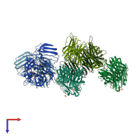 PDB entry 1uyp coloured by chain, top view.
