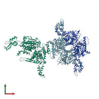 PDB entry 1uys coloured by chain, front view.