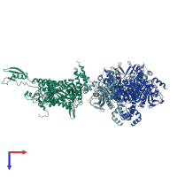 PDB entry 1uyt coloured by chain, top view.