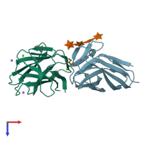 PDB entry 1uyz coloured by chain, top view.