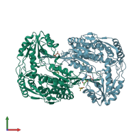 PDB entry 1uzb coloured by chain, front view.