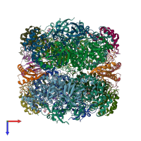 PDB entry 1uzd coloured by chain, top view.