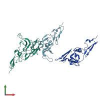 PDB entry 1uzj coloured by chain, front view.