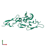 PDB entry 1uzk coloured by chain, front view.