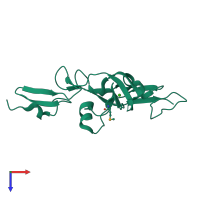 PDB entry 1uzk coloured by chain, top view.