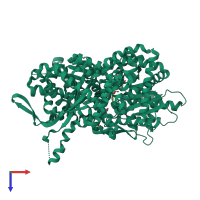 PDB entry 1uzu coloured by chain, top view.