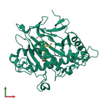 PDB entry 1uzw coloured by chain, front view.