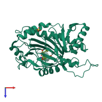PDB entry 1uzw coloured by chain, top view.