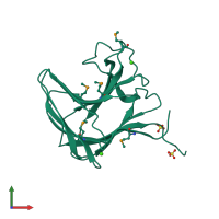PDB entry 1v0a coloured by chain, front view.
