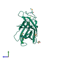 PDB entry 1v0a coloured by chain, side view.