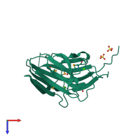 PDB entry 1v0a coloured by chain, top view.