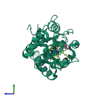 PDB entry 1v0h coloured by chain, side view.