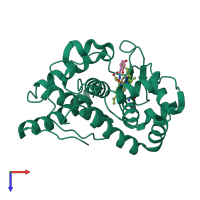 PDB entry 1v0h coloured by chain, top view.