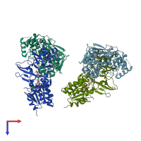 PDB entry 1v0j coloured by chain, top view.