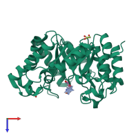 PDB entry 1v0n coloured by chain, top view.