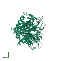 PDB entry 1v0s coloured by chain, side view.