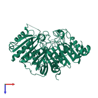 PDB entry 1v0s coloured by chain, top view.