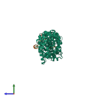 PDB entry 1v18 coloured by chain, side view.