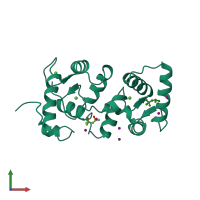 PDB entry 1v1f coloured by chain, front view.