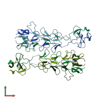 PDB entry 1v1h coloured by chain, front view.