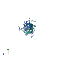 PDB entry 1v1i coloured by chain, side view.